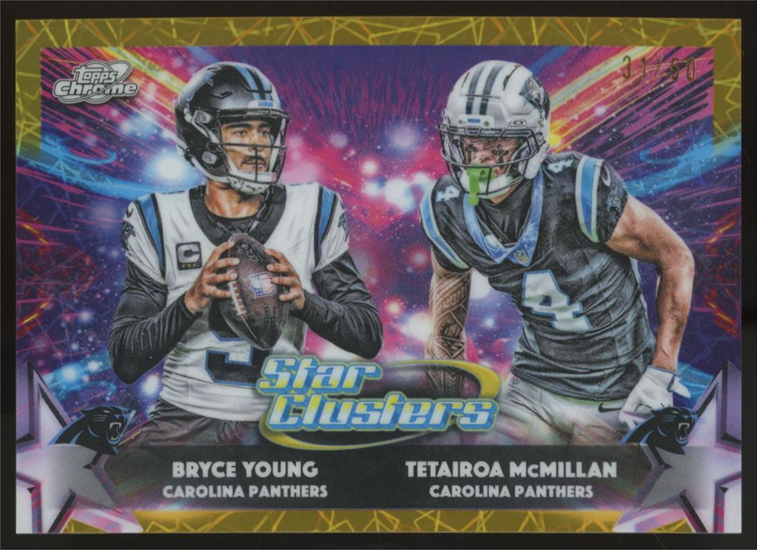 2025 Topps Chrome Cosmic Bryce Young Tetairoa McMillan RC Star Clusters Gold /50