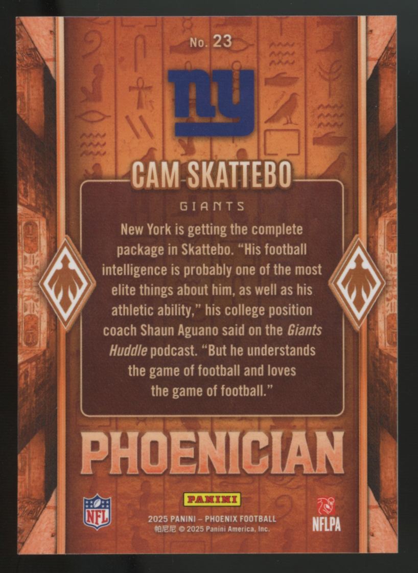 2025 Panini Phoenix Cam Skattebo RC Phoenician SSP #23