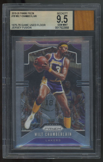 2019-20 Panini Prizm Wilt Chamberlain Jersey Fusion '70-'71 Floor Relic BGS 9.5