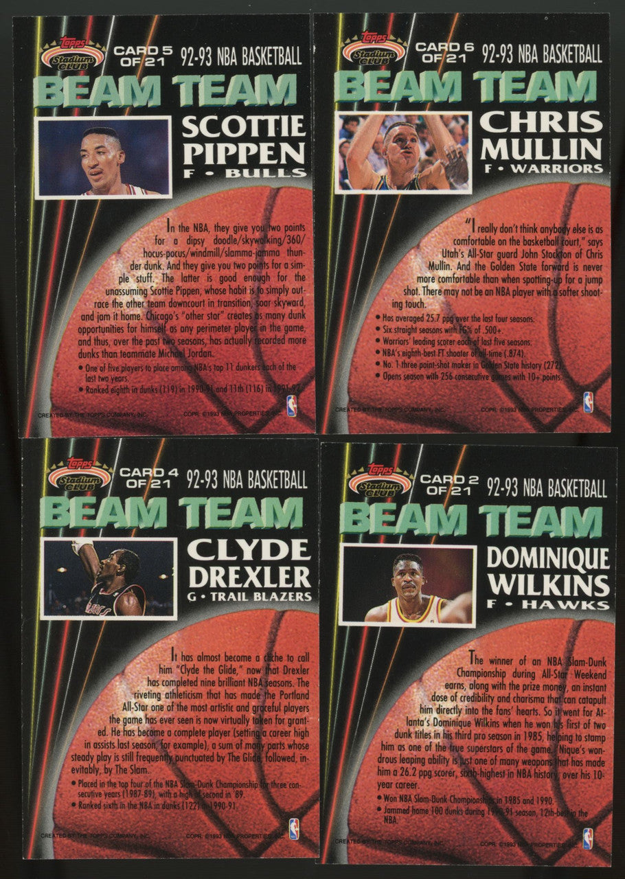 1992-93 Stadium Club Members Only Basketball Beam Team Near Complete Set 19/21