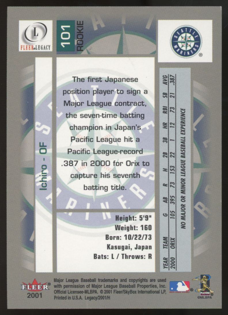 2001 Fleer Legacy Ichiro RC /799 #101