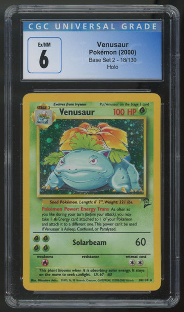 2000 Pokemon Venusaur Base Set 2 Holo #18 CGC 6