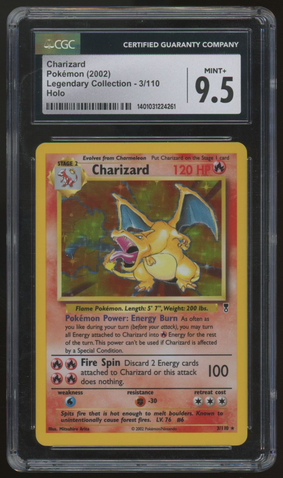 2002 Pokemon Charizard Legendary Collection Holo #3 CGC 9.5