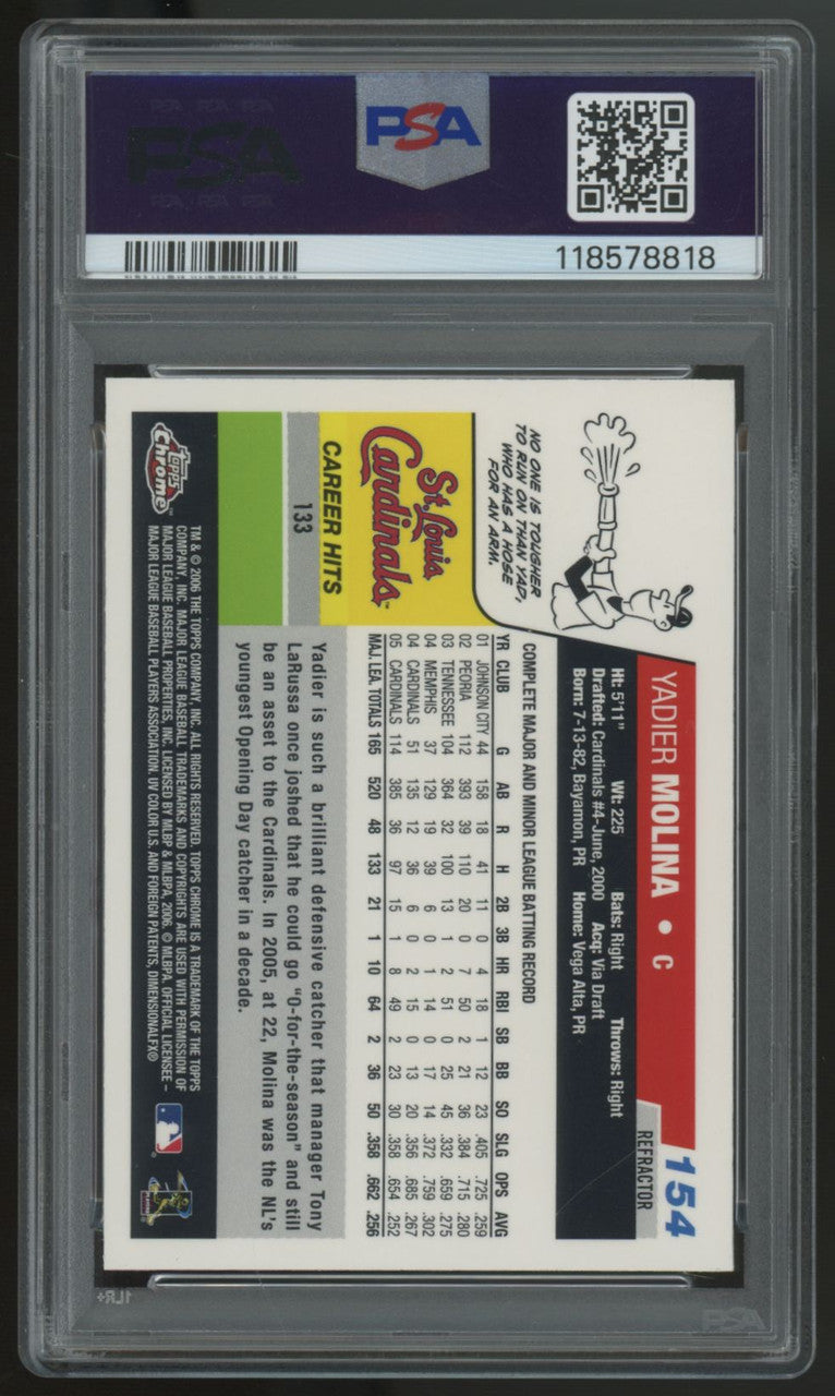 2006 Topps Chrome Yadier Molina Refractor #154 PSA 10
