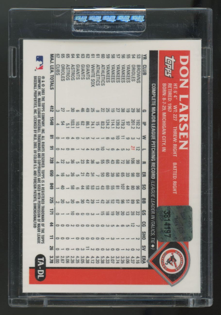 2003 Topps Retired Signatures Don Larsen Auto #TA-DL