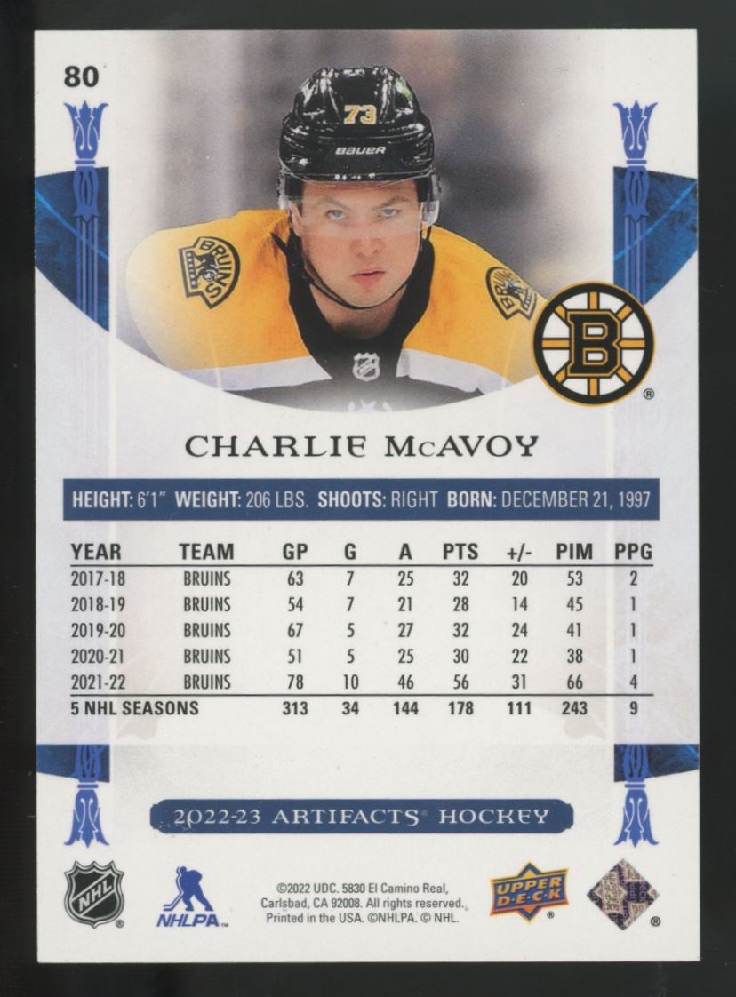 2022-23 Upper Deck Artifacts Charlie McAvoy Spectrum Jungle /15 #80