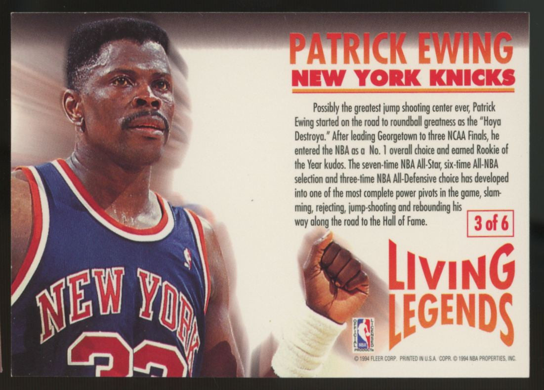 1993-94 Fleer Basketball Living Legends Insert Set (6) Jordan Barkley Bird Ewing