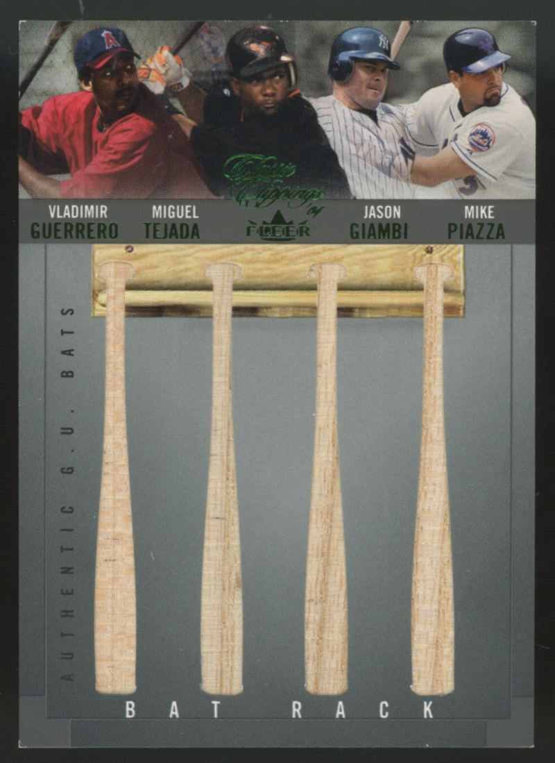 2004 Fleer Classic Clippings Piazza Guerrero Tejada Giambi Green Bat Rack /75