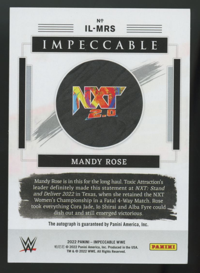 2022 Panini Impeccable WWE Mandy Rose Illustrious Ink Auto /99 #IL-MRS