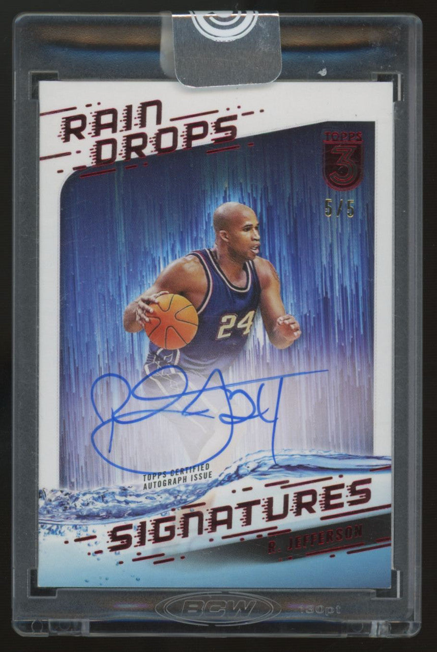 2023-24 Topps Three Richard Jefferson Red Raindrops Auto /5 #RS-RJ
