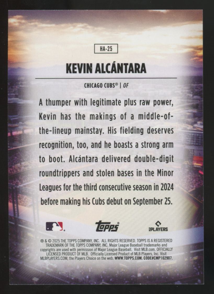 2025 Topps Series Two Kevin Alcantara RC Home Field Advantage #HA-25 "A"