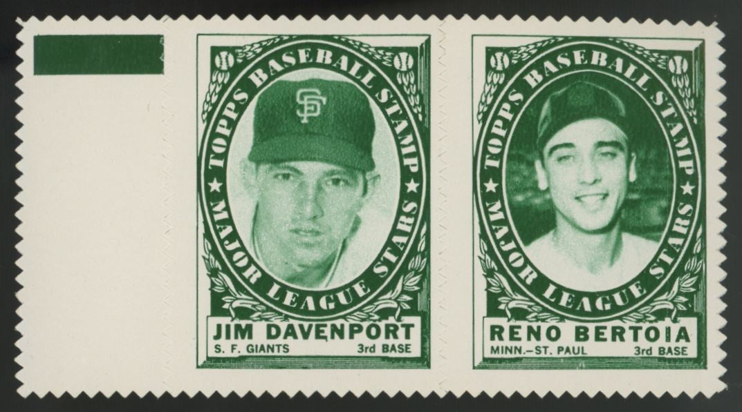 1961 Topps Jim Davenport / Reno Bertoia Stamp Panel NM
