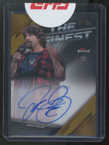 2025 Topps Finest WWE Mick Foley The Finest Gold Refractor Auto /50 #TFA-MIK