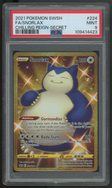 2021 Pokemon Snorlax Chilling Reign Secret #224 PSA 9