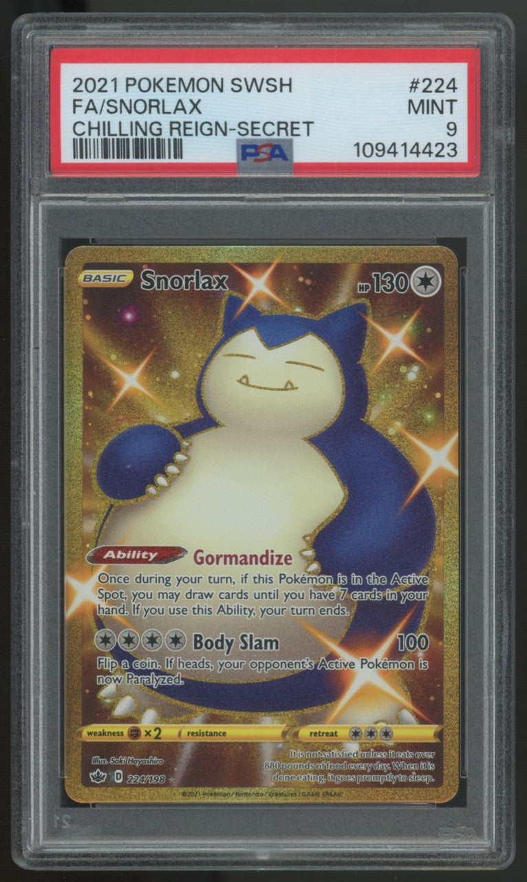 2021 Pokemon Snorlax Chilling Reign Secret #224 PSA 9