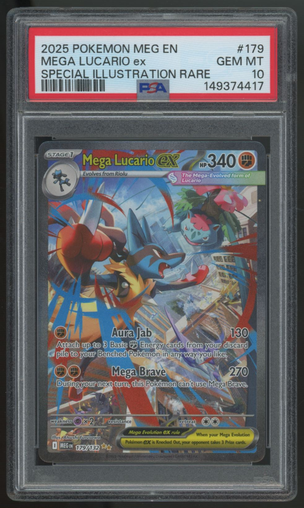 2025 Pokemon Mega Lucario ex Mega Evolution SIR #179 PSA 10