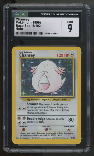 1999 Pokemon Chansey Base Set Holo #3 CGC 9
