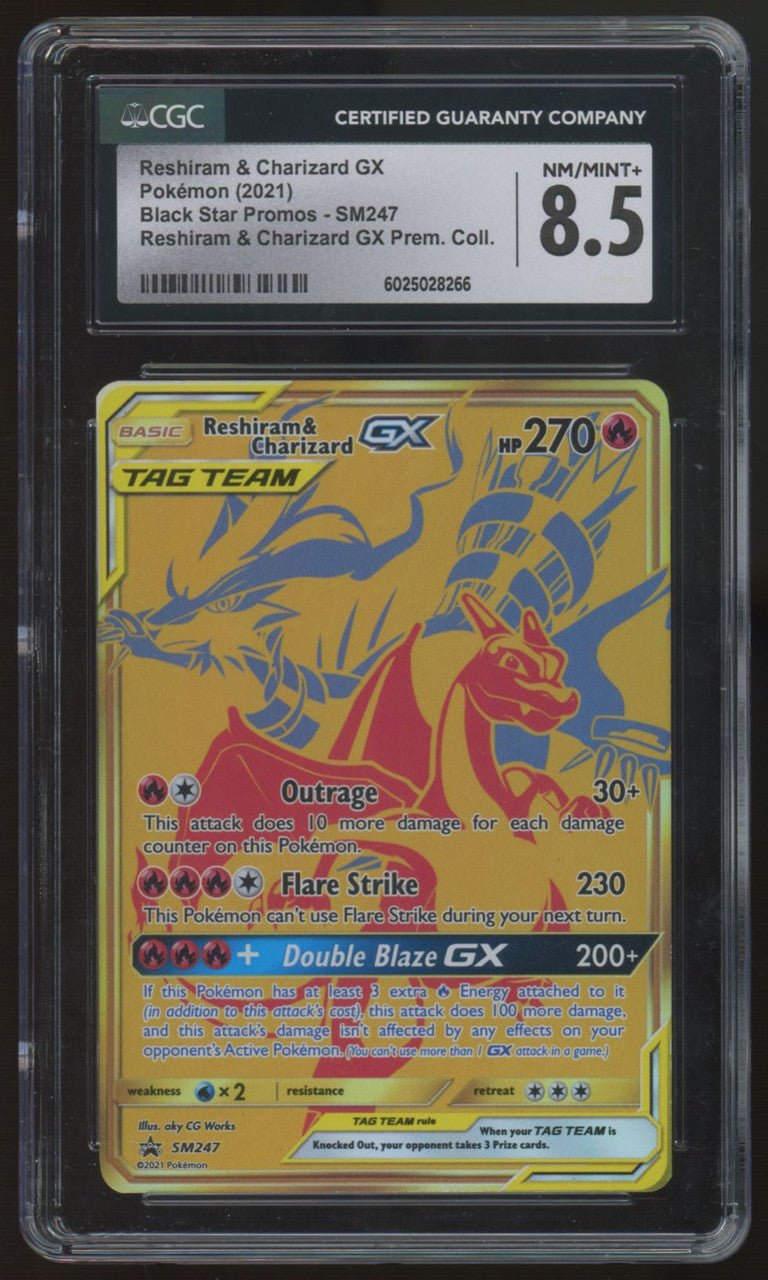 2021 Pokemon Reshiram & Charizard GX Premium Collection Promo #SM247 CGC 8.5