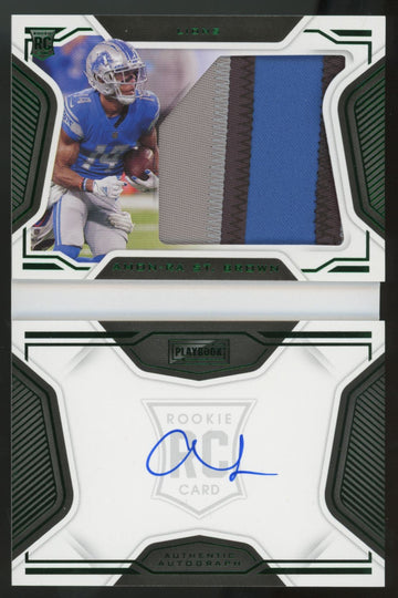 2021 Playbook Amon-Ra St. Brown RC Green Patch Auto Booklet RPA /25 #234