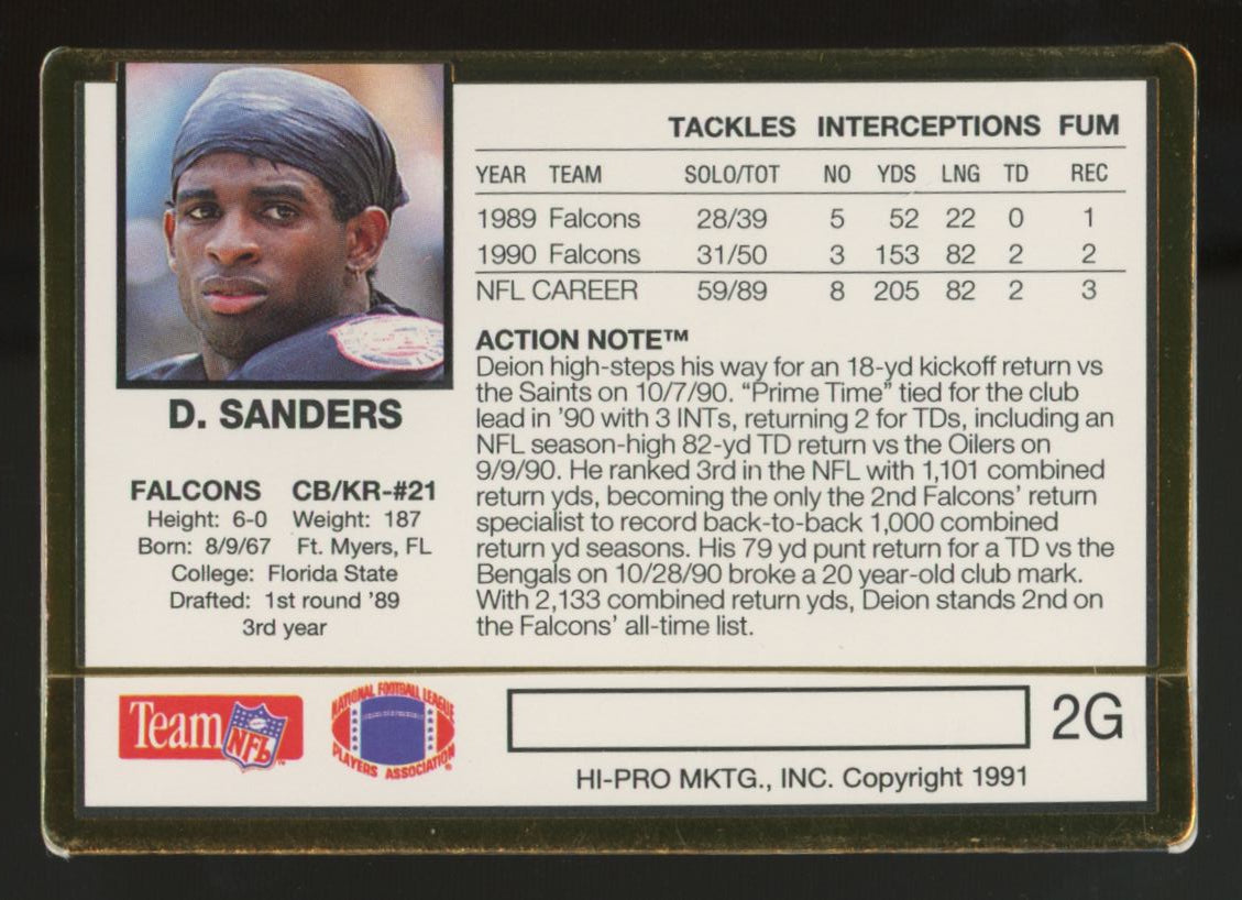1991 Hi-Pro Deion Sanders Action Packed 24-KT. Gold #2G