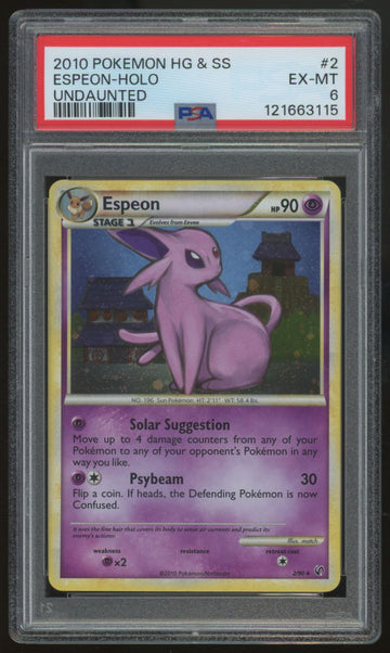 2010 Pokemon Espeon Undaunted Holo #2 PSA 6