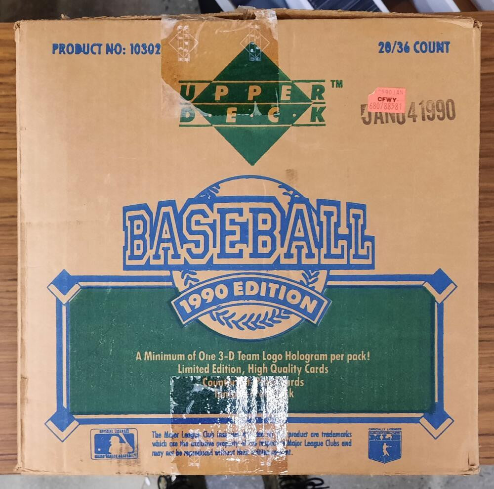 SOLD 12162 1990 Upper Deck Baseball Sealed Case 20 x 36ct Boxes