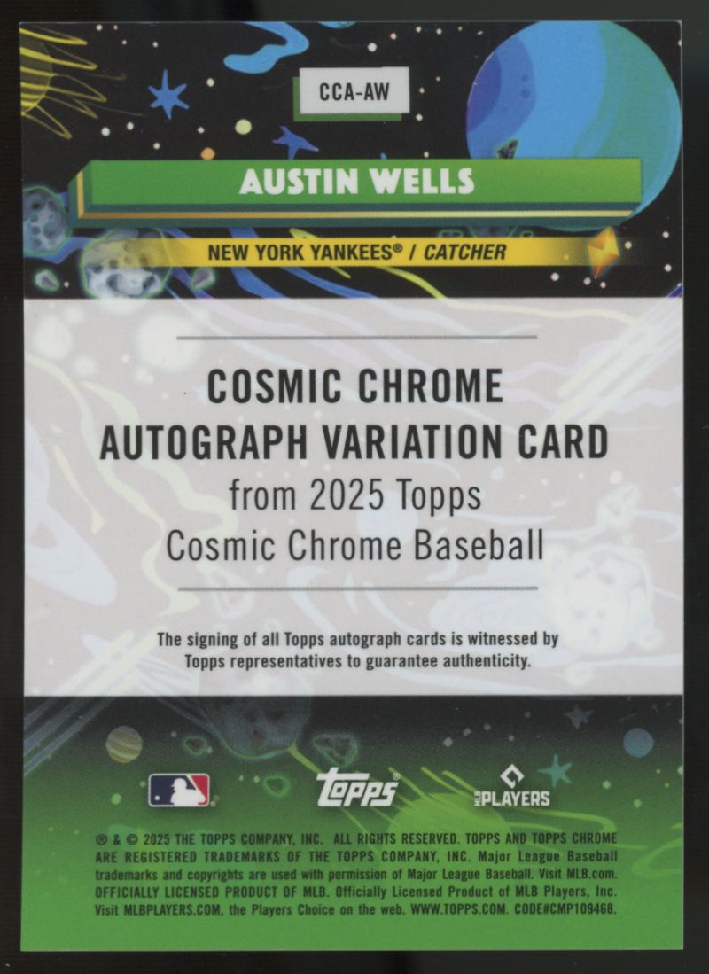 2025 Topps Chrome Cosmic Austin Wells Black Eclipse Refractor Auto /10 #CCA-AW