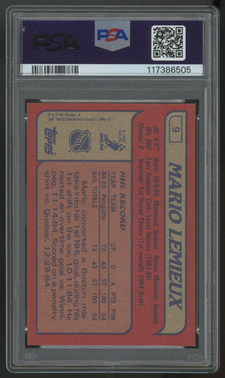 1985 Topps Mario Lemieux RC #9 PSA 7 Centered