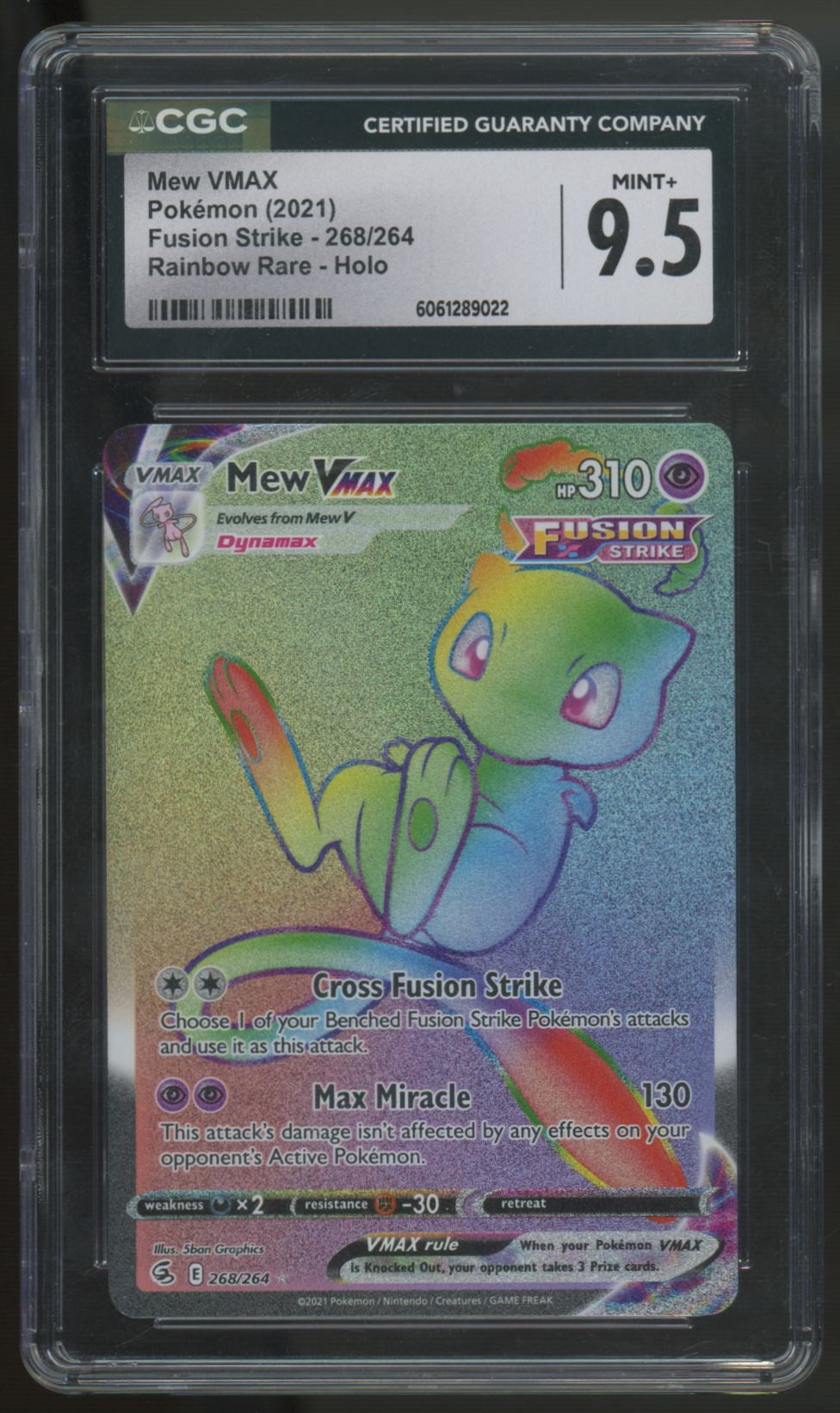 2021 Pokemon Mew VMAX Fusion Strike Secret Full Art #268 CGC 9.5