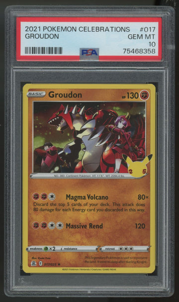 2021 Pokemon Groudon Celebrations Collection #017 PSA 10