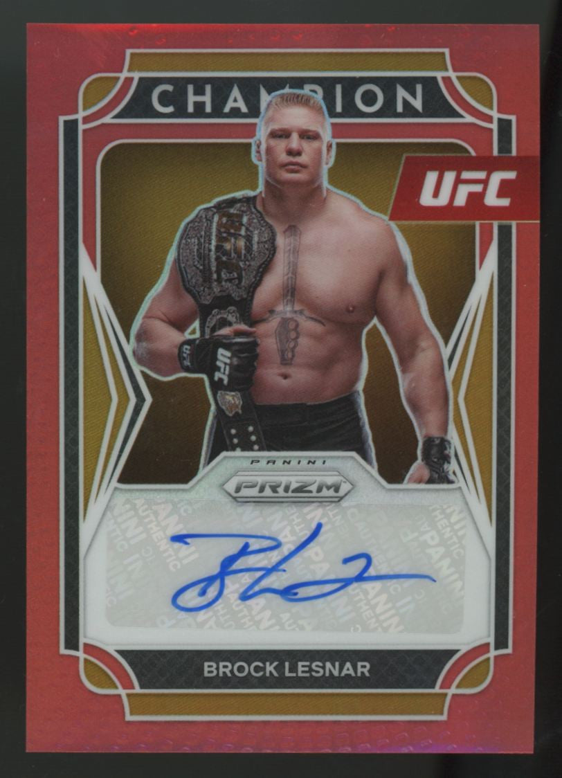 2022 Panini Prizm UFC Brock Lesnar Red Champion Auto /99 #CS-BLS