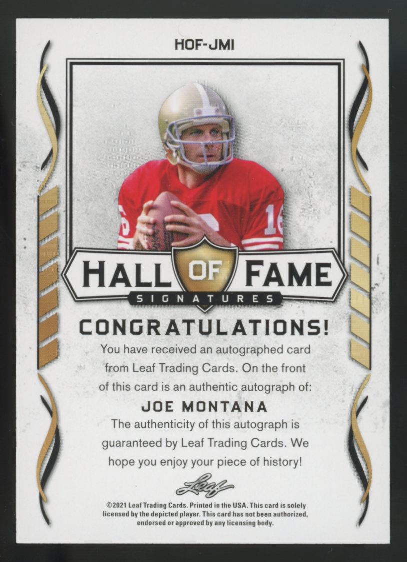2021 Leaf Joe Montana Hall Of Fame Auto #HOF-JMI