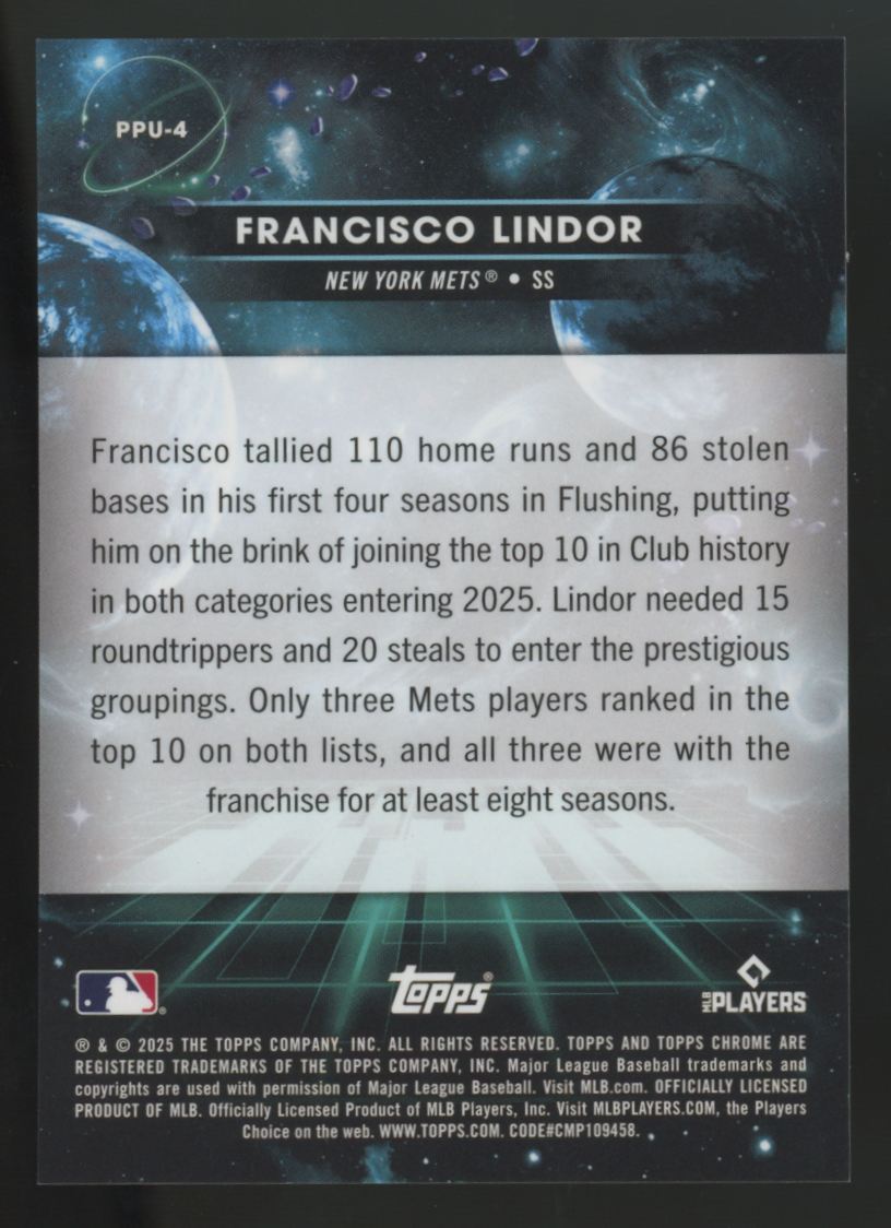 2025 Topps Chrome Cosmic Francisco Lindor Planetary Pursuit Uranus SSP #PPU-4