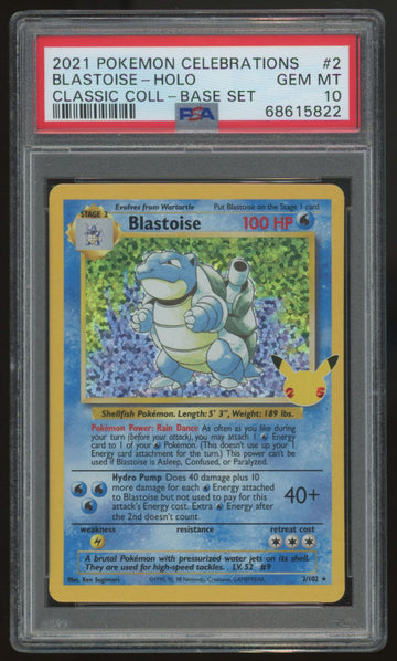 2021 Pokemon Blastoise Celebrations Classic Collection Holo #2 PSA 10 (B)