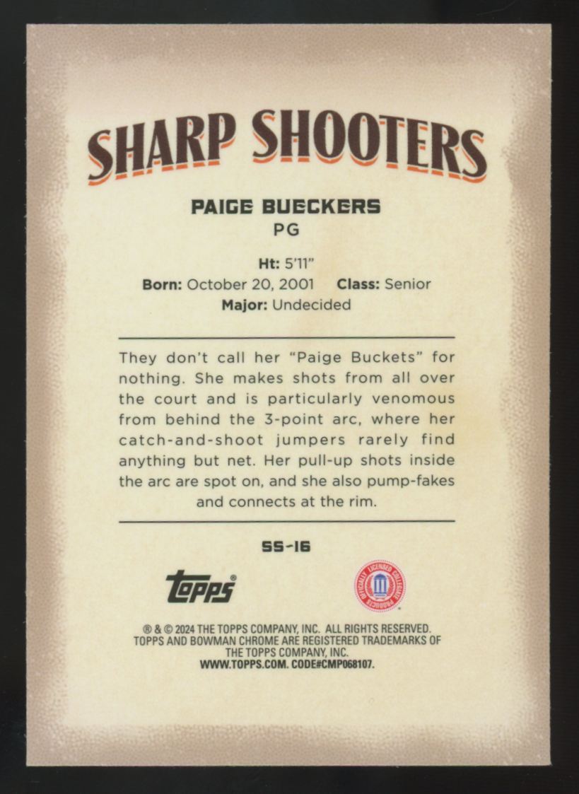 2023-24 Bowman Chrome U Paige Bueckers Sharp Shooters Refractor #SS-16