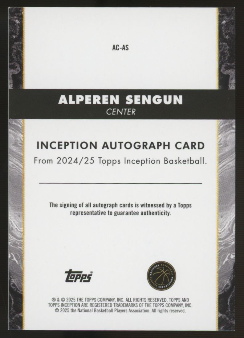 2024/25 Topps Inception Alperen Sengun Auto Gold /50 #AC-AS