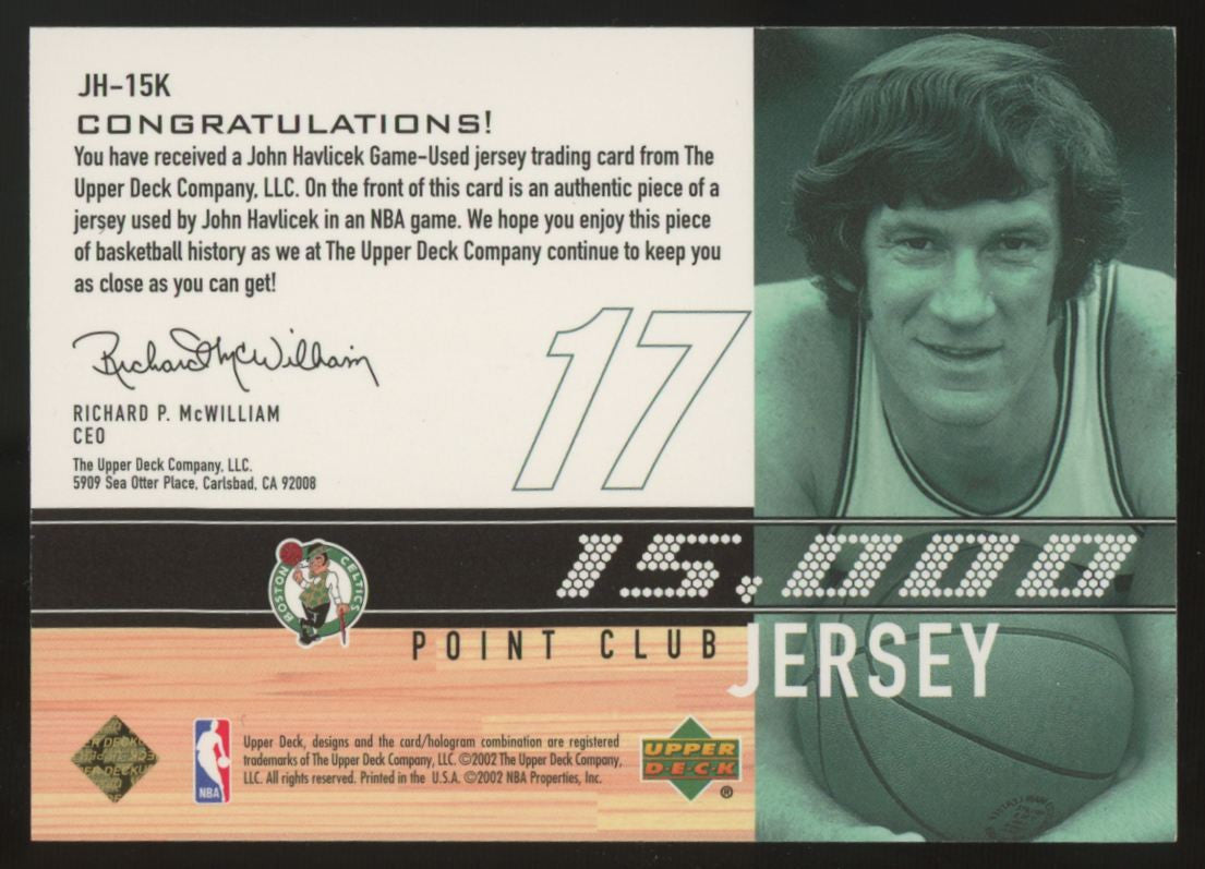 2001-02 Upper Deck John Havlicek 15,000 Point Club Patch #JH-15K