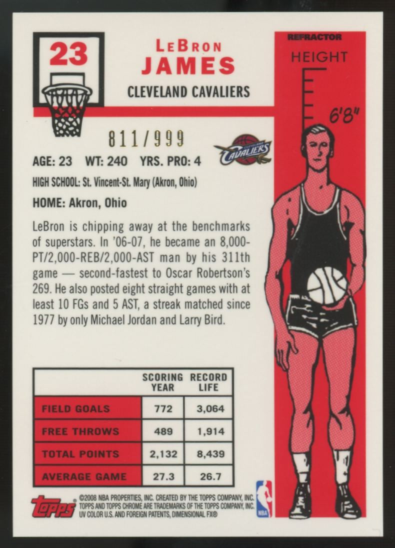 2007-08 Topps Chrome LeBron James 1957-58 Variation Refractor /999 #23