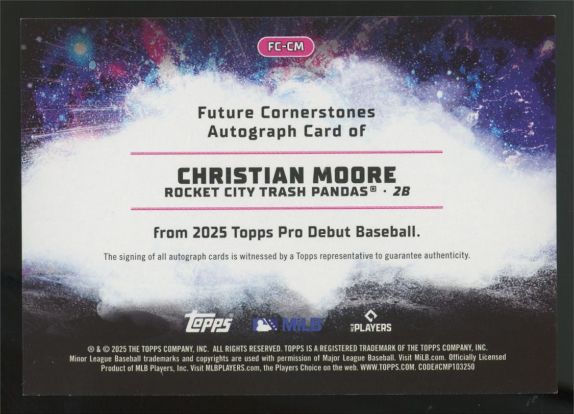 2025 Topps Pro Debut Christian Moore Gold Future Cornerstones Auto /50 #FC-CM