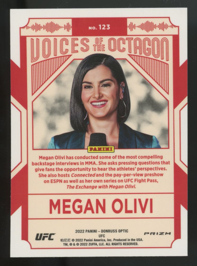 2022 Donruss Optic UFC Megan Olivi Voices Of The Octagon Photon Prizm #123
