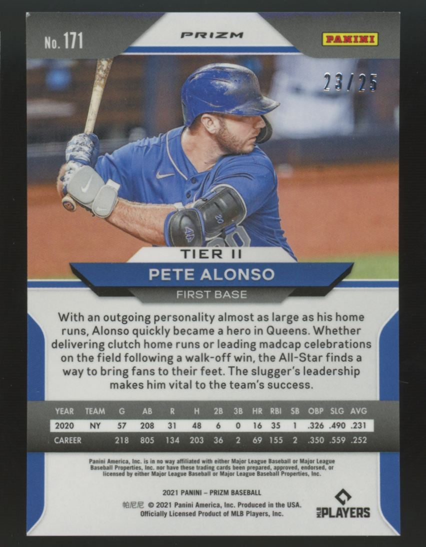 2021 Panini Prizm Pete Alonso Navy Blue Cracked Ice /25 #171
