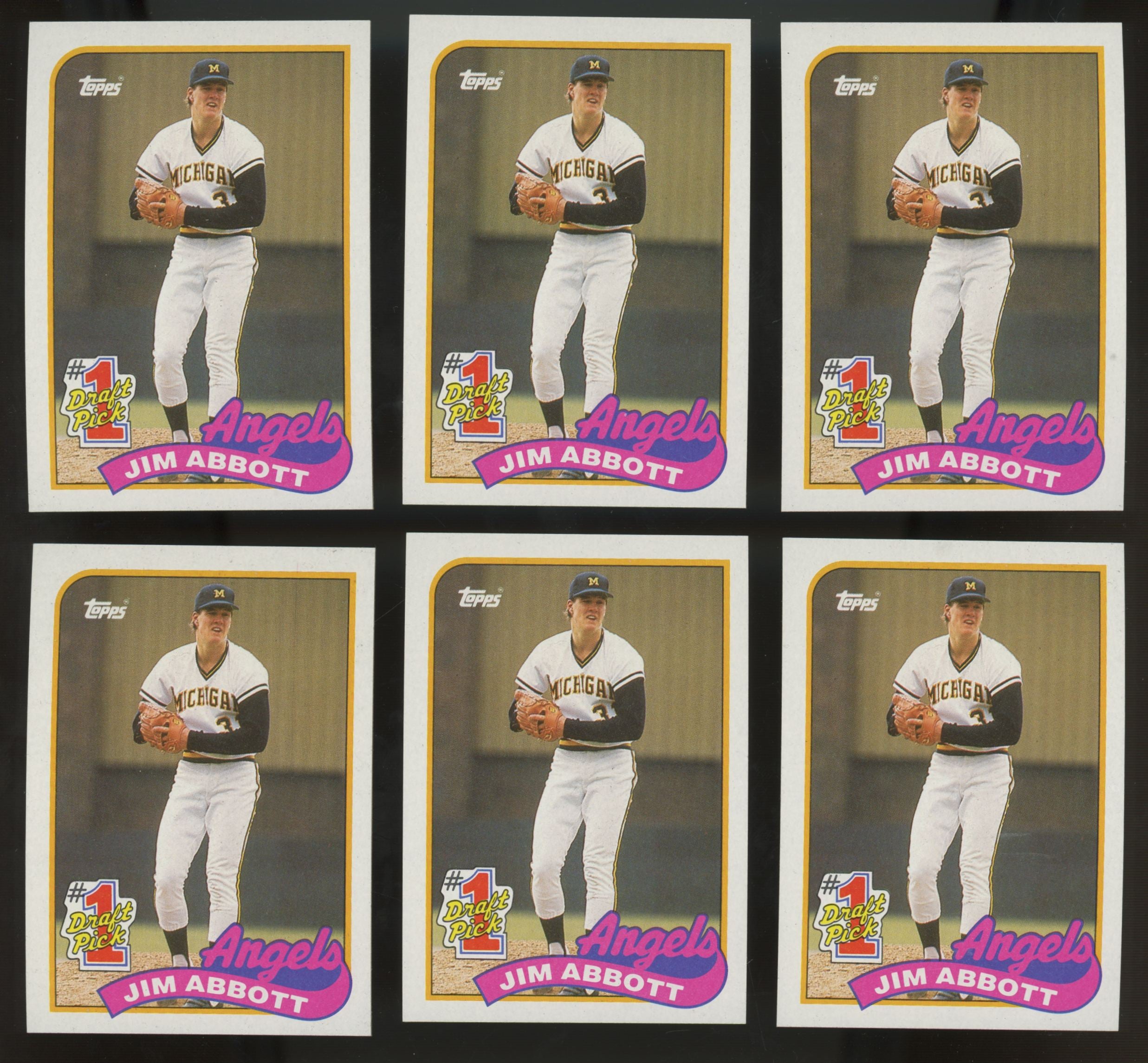 1989 Topps Jim Abbott RC #1 Draft Pick #573 (Lot Of 50)