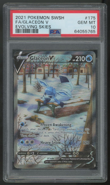 2021 Pokemon Glaceon V Evolving Skies Full Art #175 PSA 10 (B)