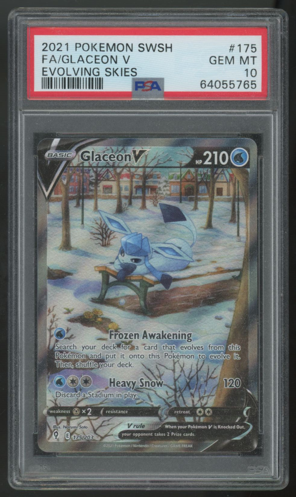 2021 Pokemon Glaceon V Evolving Skies Full Art #175 PSA 10 (B)