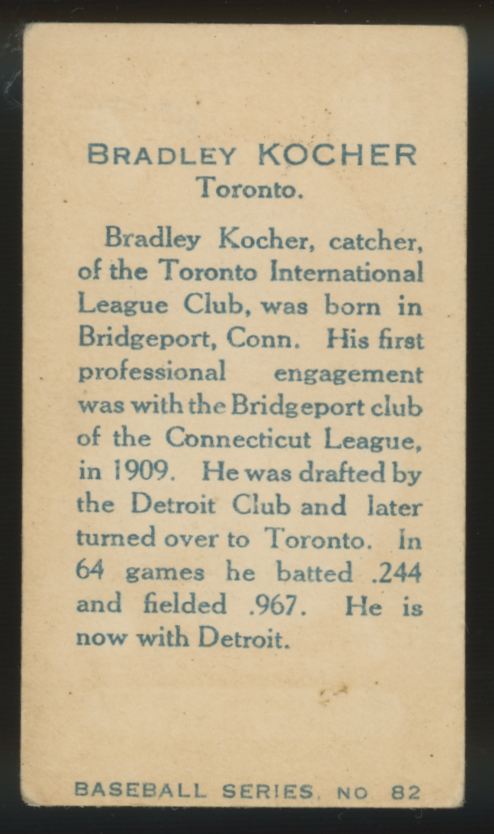 1912 C46 Imperial Bradley Kocher #82 VG