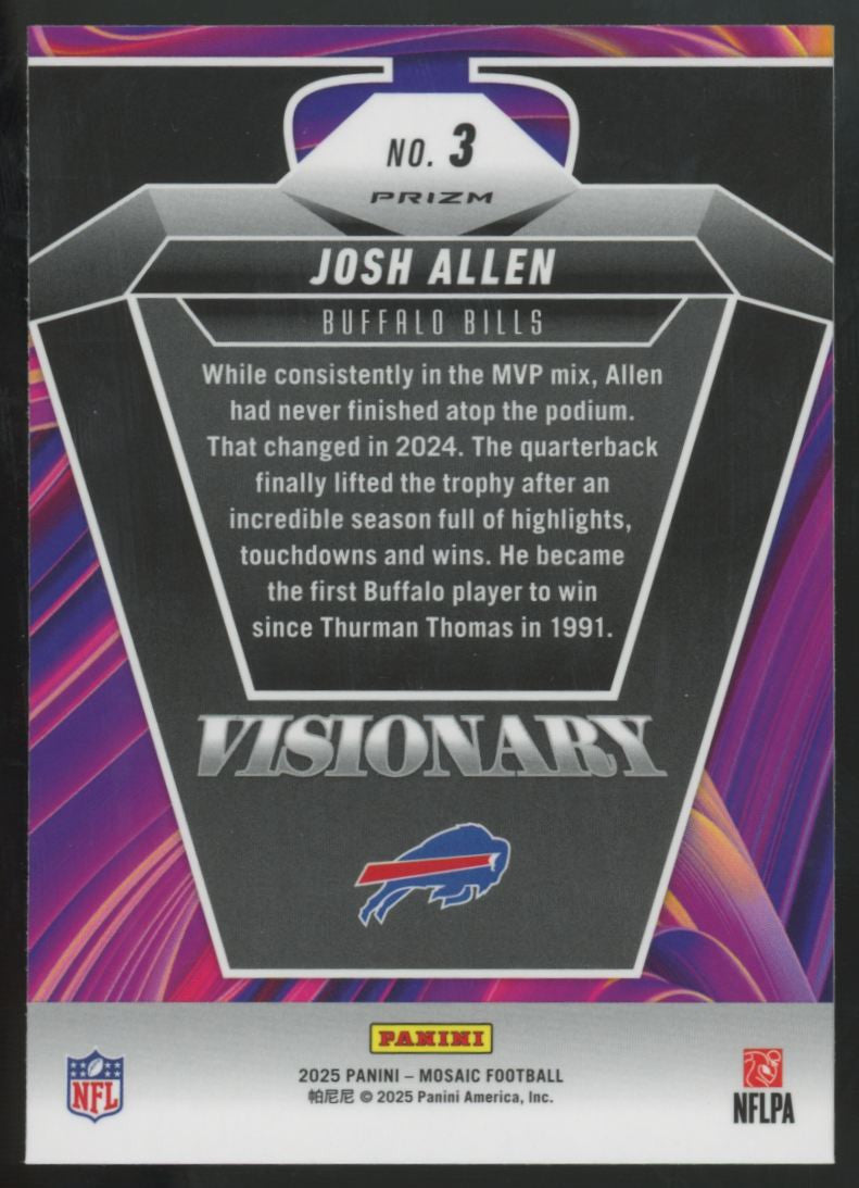 2025 Panini Mosaic Josh Allen Visionary Prizm SSP #3