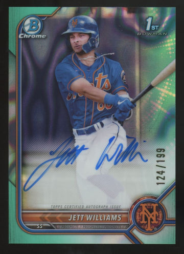 2022 Bowman Draft Jett Williams 1st Chrome Aqua Lava Auto /199 #CDA-JWS