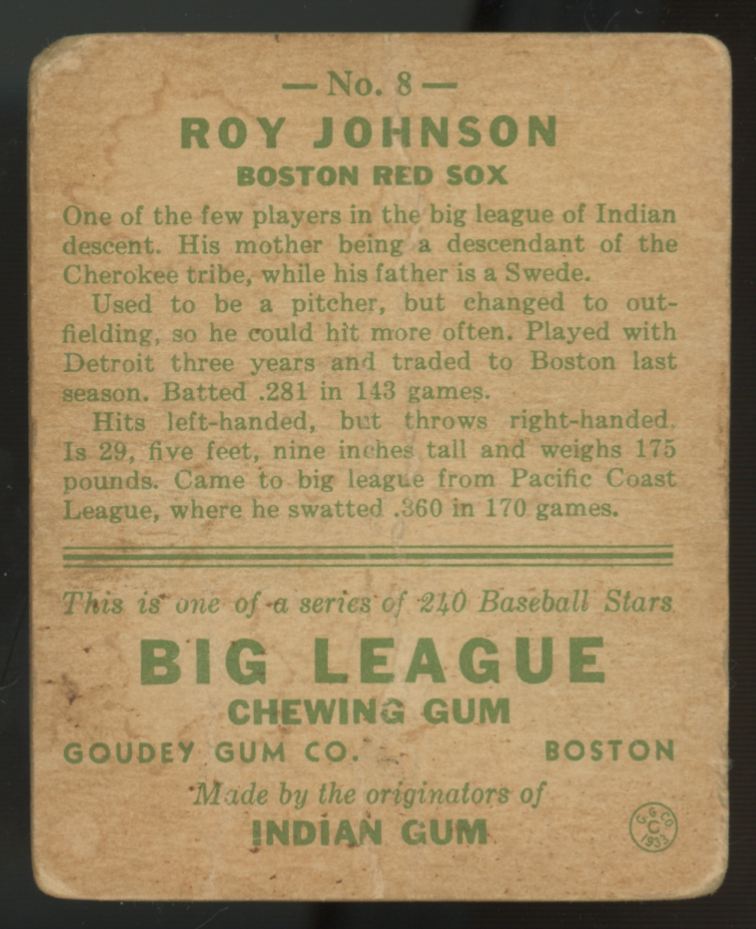 1933 Goudey Roy Johnson #8 Poor (MK)
