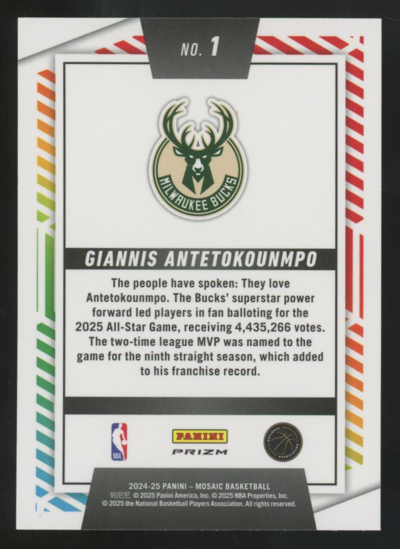 2024-25 Panini Mosaic Giannis Antetokounmpo Razzle Dazzle SSP #1