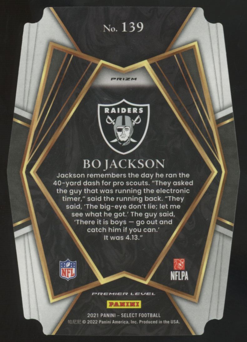 2021 Panini Select Bo Jackson Premier Level Zebra Die-Cut SSP #139